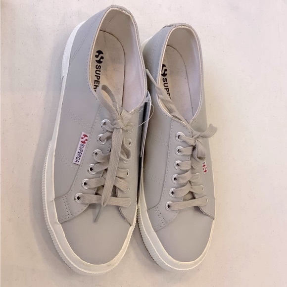 SUPERGA Italian Leather FGLU Fantasia Grey Sneakers NEW IN BOX - Picture 10 of 16